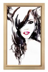 Kadın Yüzü Tablosu Naturel Ahşap Çerçeve - 50x90