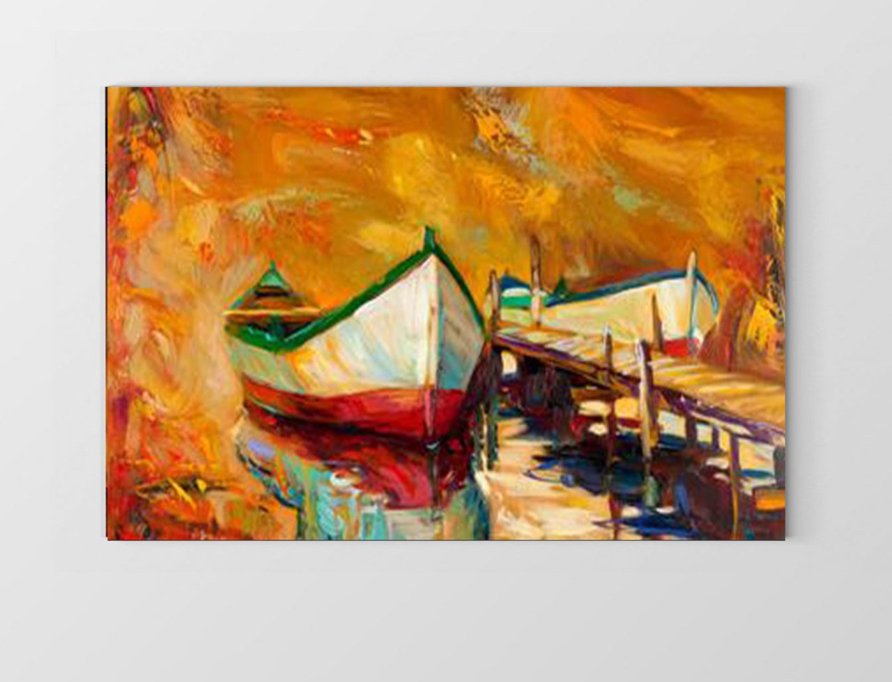 Gün Batımı Kayıkları Tablosu Çerçevesiz - 45x30