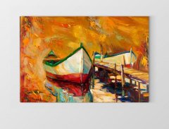 Gün Batımı Kayıkları Tablosu Çerçevesiz - 45x30