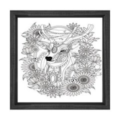 Geyik Boyama Tablo Tablosu Siyah Ahşap Çerçeve - 40x40