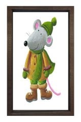 Sevimli Mıni Mouse Tablosu Kahverengi Ahşap Çerçeve - 45x30