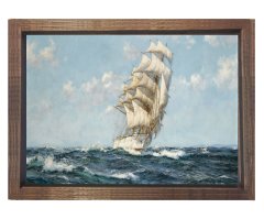 Montague Dawson-Gemi Tablosu Kahverengi Ahşap Çerçeve - 45x30