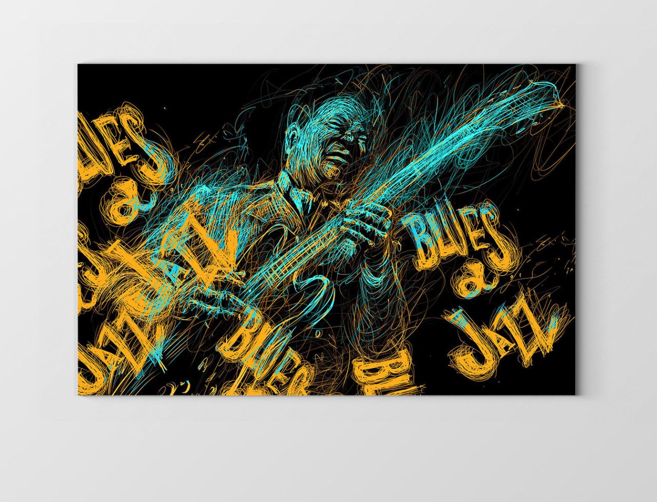 Blues Jazz Müzik Adam Tablosu Çerçevesiz - 100x150