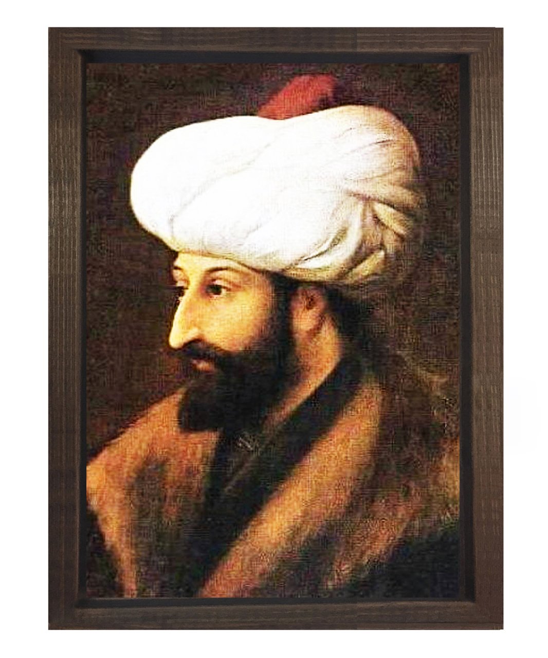 Fatih Sultan Mehmet tablosu Kahverengi Ahşap Çerçeve - 50x90