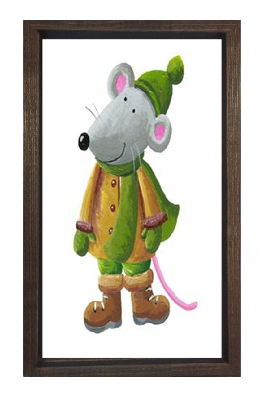 Sevimli Mıni Mouse Tablosu Kahverengi Ahşap Çerçeve - 50x70