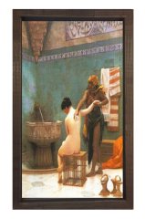 Hanım Ve Hizmetkar Tablosu Kahverengi Ahşap Çerçeve - 70x100