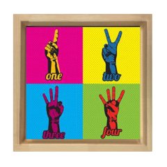 Parmak Ve Rakamlar Tablosu Naturel Ahşap Çerçeve - 50x50