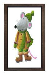 Sevimli Mıni Mouse Tablosu Kahverengi Ahşap Çerçeve - 50x90