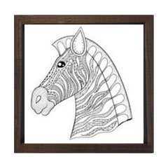 Mandala Zebra Tablosu Kahverengi Ahşap Çerçeve - 60x60