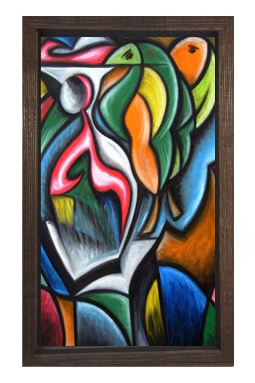 Soyut Reprodüksiyon Tablosu Kahverengi Ahşap - 40x60