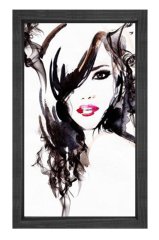 Kadın Yüzü Tablosu Siyah Ahşap Çerçeve - 40x60