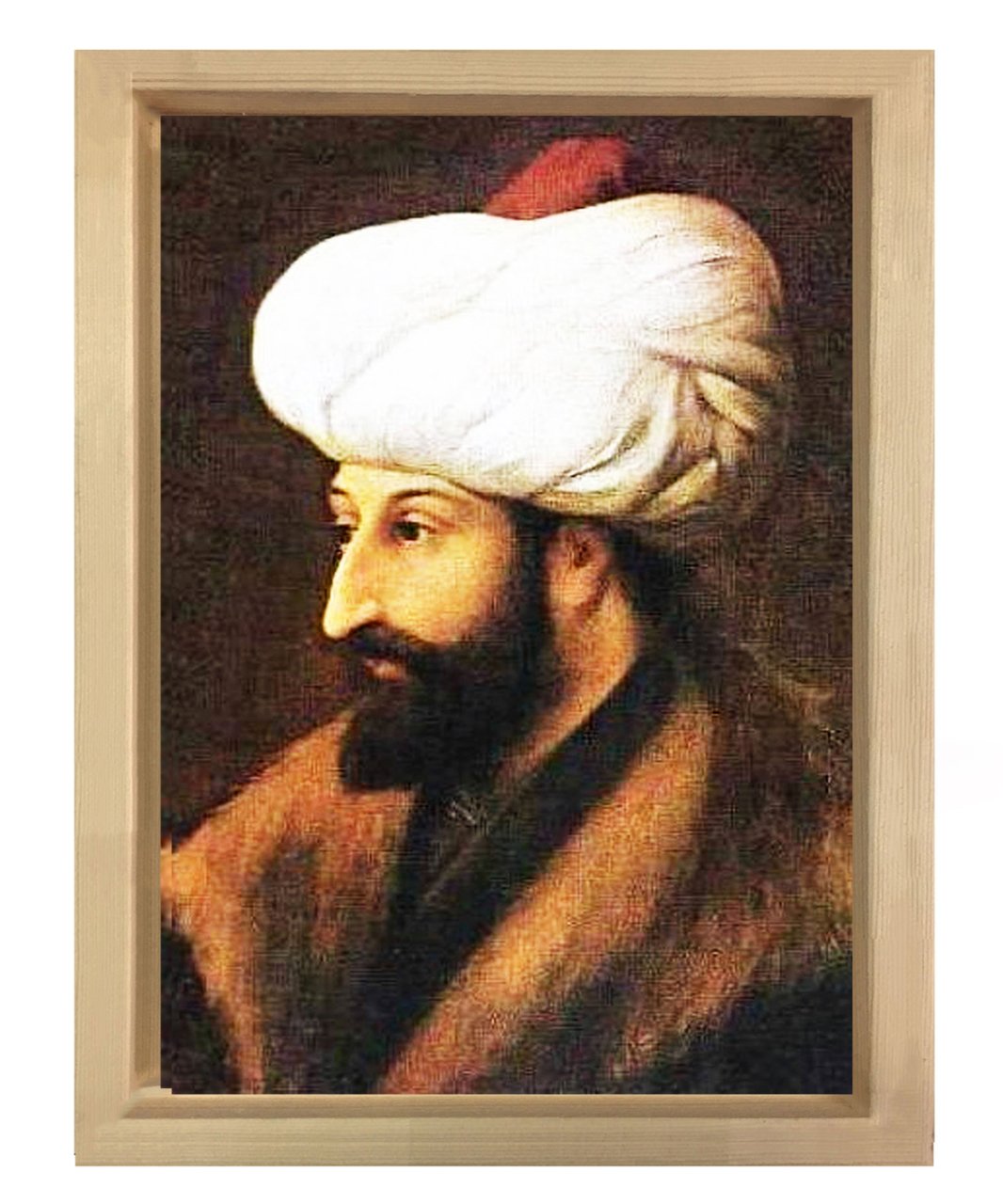 Fatih Sultan Mehmet tablosu Naturel Ahşap Çerçeve - 100x150