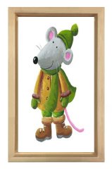 Sevimli Mıni Mouse Tablosu Naturel Ahşap Çerçeve - 100x150