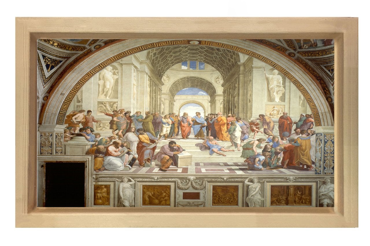 Atina Okulu Naturel Ahşap Çerçeve - 40x60