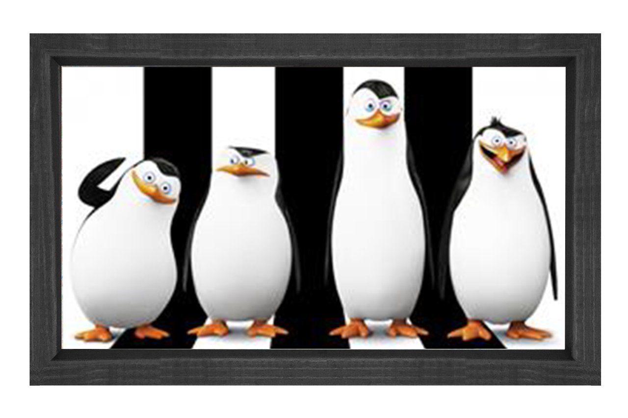 Penguenler Tablosu Siyah Ahşap Çerçeve - 100x200