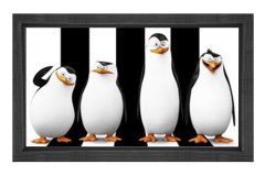Penguenler Tablosu Siyah Ahşap Çerçeve - 100x200