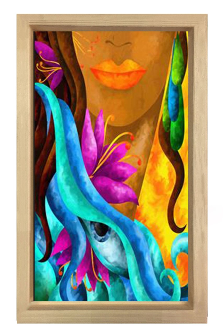 Soyut Reprodüksiyon Tablosu Naturel Ahşap - 50x90