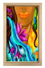 Soyut Reprodüksiyon Tablosu Naturel Ahşap - 50x90