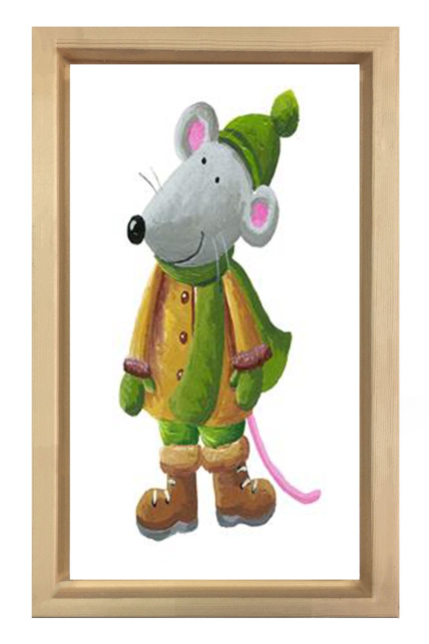 Sevimli Mıni Mouse Tablosu Naturel Ahşap Çerçeve - 100x200