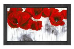Beyazlıkta Gelincik Çiçeği Tablosu Siyah Ahşap - 50x70