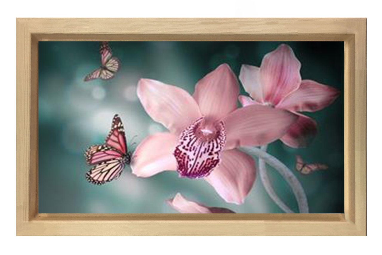 Pembe Menekşe Çiçekleri Tablosu Naturel Ahşap - 50x70