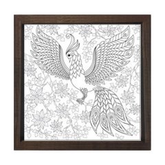Güzel Kuş Boyama Tablo Tablosu Kahverengi Ahşap Çerçeve - 30x30