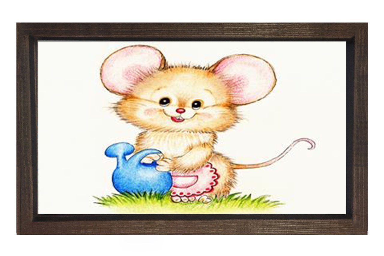 Sevimli  Mini Mouse  Tablosu Kahverengi Ahşap Çerçeve - 40x60