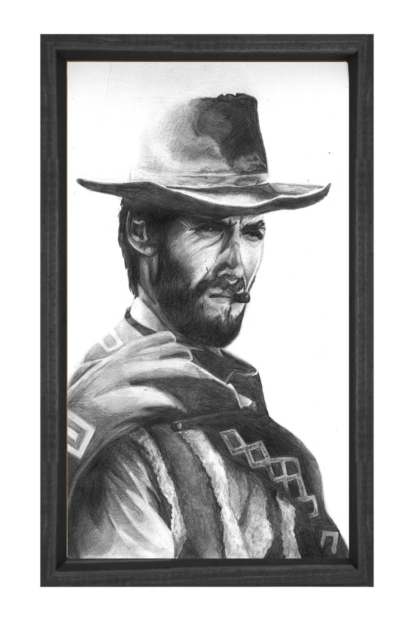 Clint Eastwood  Tablosu Siyah Ahşap Çerçeve - 45x30