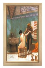 Hanım Ve Hizmetkar Tablosu Naturel Ahşap Çerçeve - 50x90