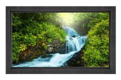 Muhteşem Orman Şelalesi Tablosu Siyah Ahşap Çerçeve - 50x90