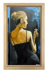 Sigara İçen Kadın Tablosu Naturel Ahşap - 100x150