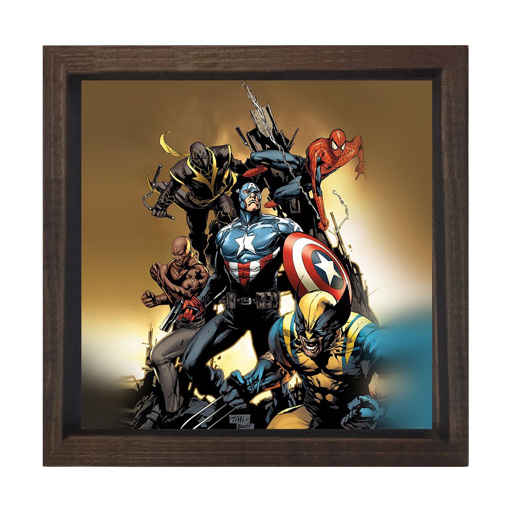 Spiderman Tablosu Kahverengi Ahşap Çerçeve - 50x50