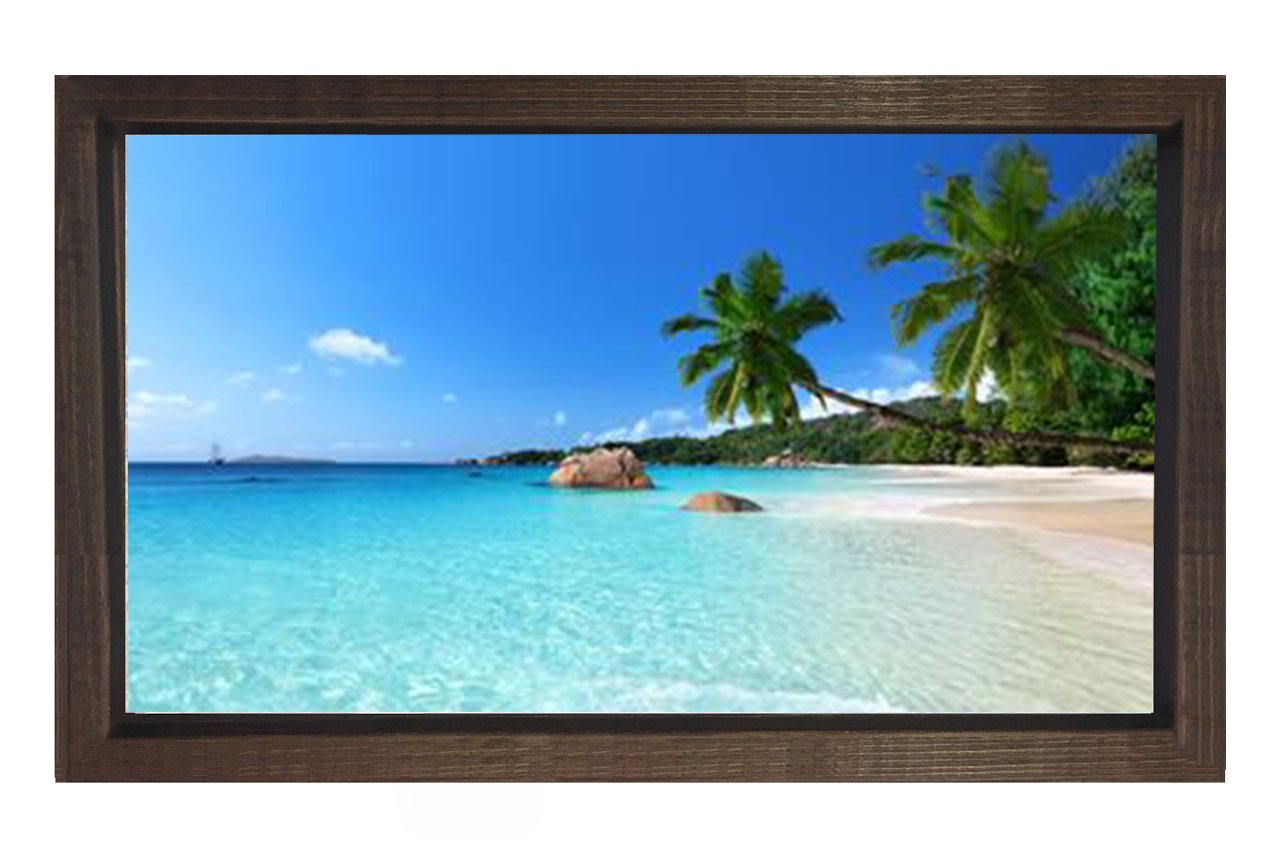 Tropikal Manzara Tablosu Kahverengi Ahşap Çerçeve - 50x70