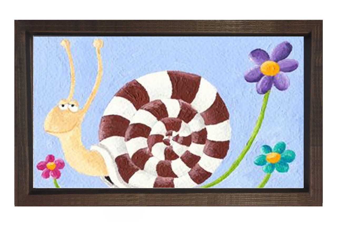 Sevimli Sümüklu Böcek Tablosu Kahverengi Ahşap Çerçeve - 100x150