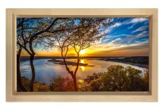 Güneşin Batımı Ve Göl Tablosu Naturel Ahşap Çerçeve - 100x150