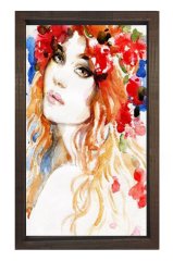 Kadın Yüzü Tablosu Kahverengi Ahşap Çerçeve - 40x60
