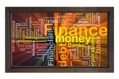Finance Money =Finans, Para Tablosu Kahverengi Ahşap Çerçeve - 50x70
