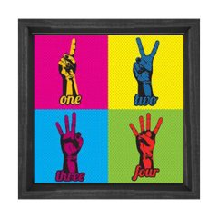 Parmak Ve Rakamlar Tablosu Siyah Ahşap Çerçeve - 60x60