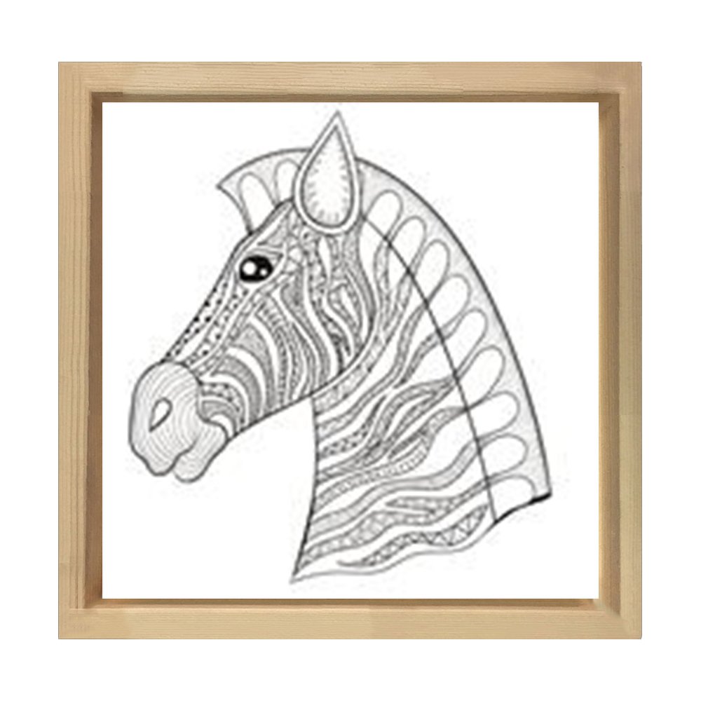 Mandala Zebra Tablosu Naturel Ahşap Çerçeve - 60x60