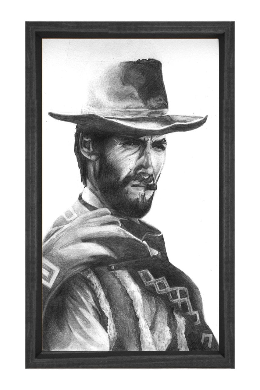 Clint Eastwood  Tablosu Siyah Ahşap Çerçeve - 70x100