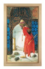 Kaplumbağa Terbiyecisi Tablosu Naturel Ahşap Çerçeve - 45x30