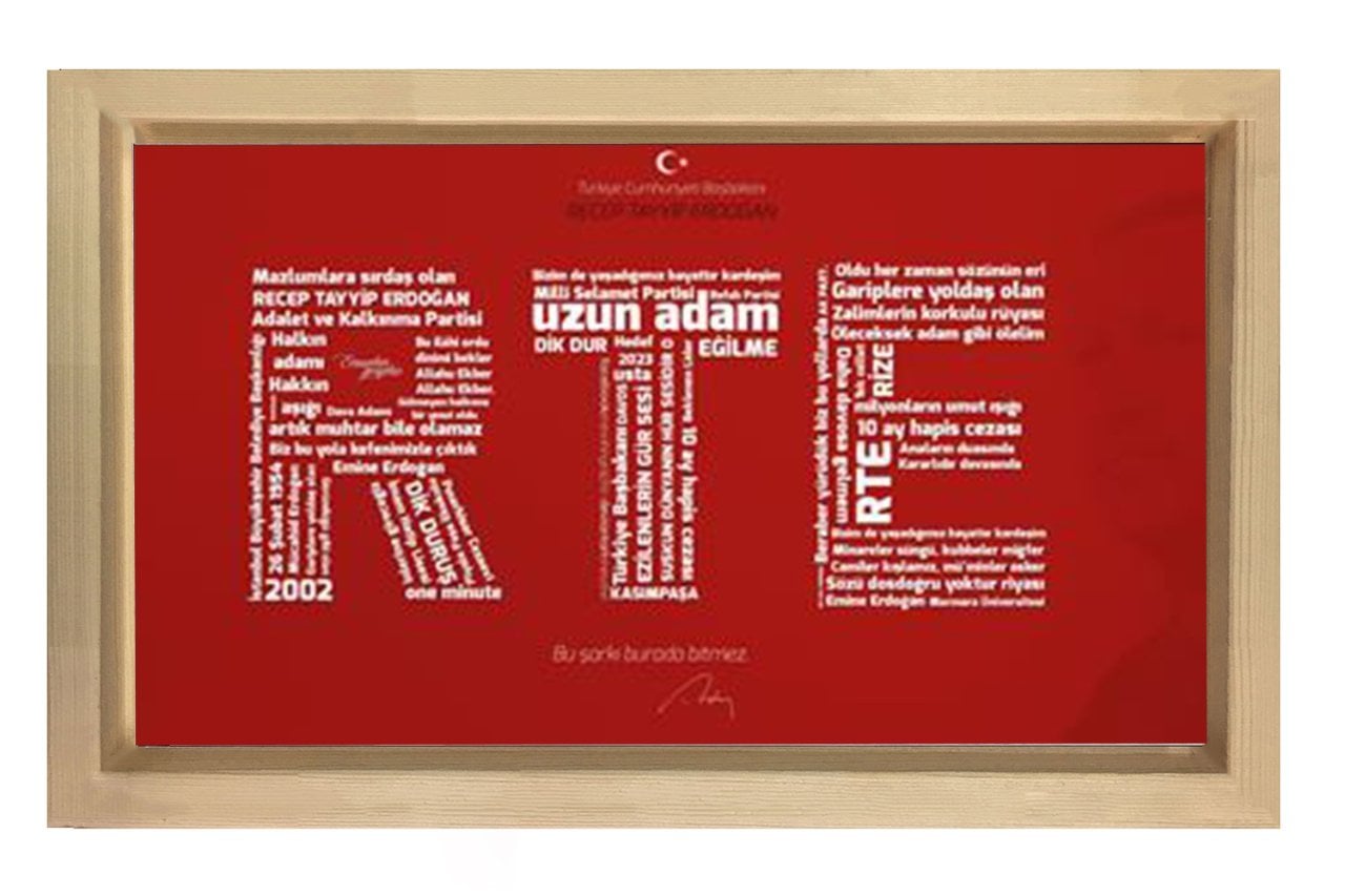 Sayın :R-T-E Tipografi Tablosu Naturel Ahşap - 50x90
