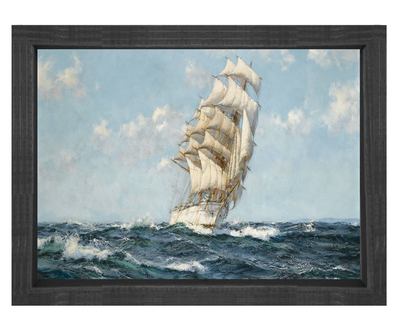 Montague Dawson-Gemi Tablosu Siyah Ahşap Çerçeve - 100x200
