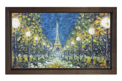 Eiffel Kulesi Yağlıboya Tablosu Kahverengi Ahşap Çerçeve - 70x100