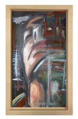 Soyut Yüz Tablosu Naturel Ahşap Çerçeve - 50x90