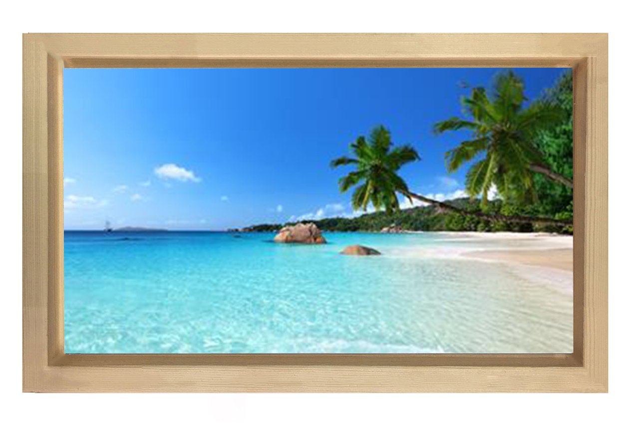 Tropikal Manzara Tablosu Naturel Ahşap Çerçeve - 100x150