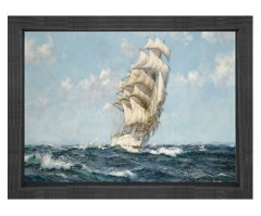 Montague Dawson-Gemi Tablosu Siyah Ahşap Çerçeve - 40x60