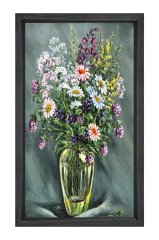 Vazoda Çiçek Natürmort Tablosu Siyah Ahşap Çerçeve - 50x50