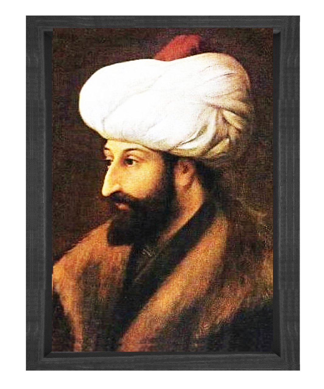 Fatih Sultan Mehmet tablosu Siyah Ahşap Çerçeve - 45x30