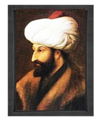 Fatih Sultan Mehmet tablosu Siyah Ahşap Çerçeve - 45x30